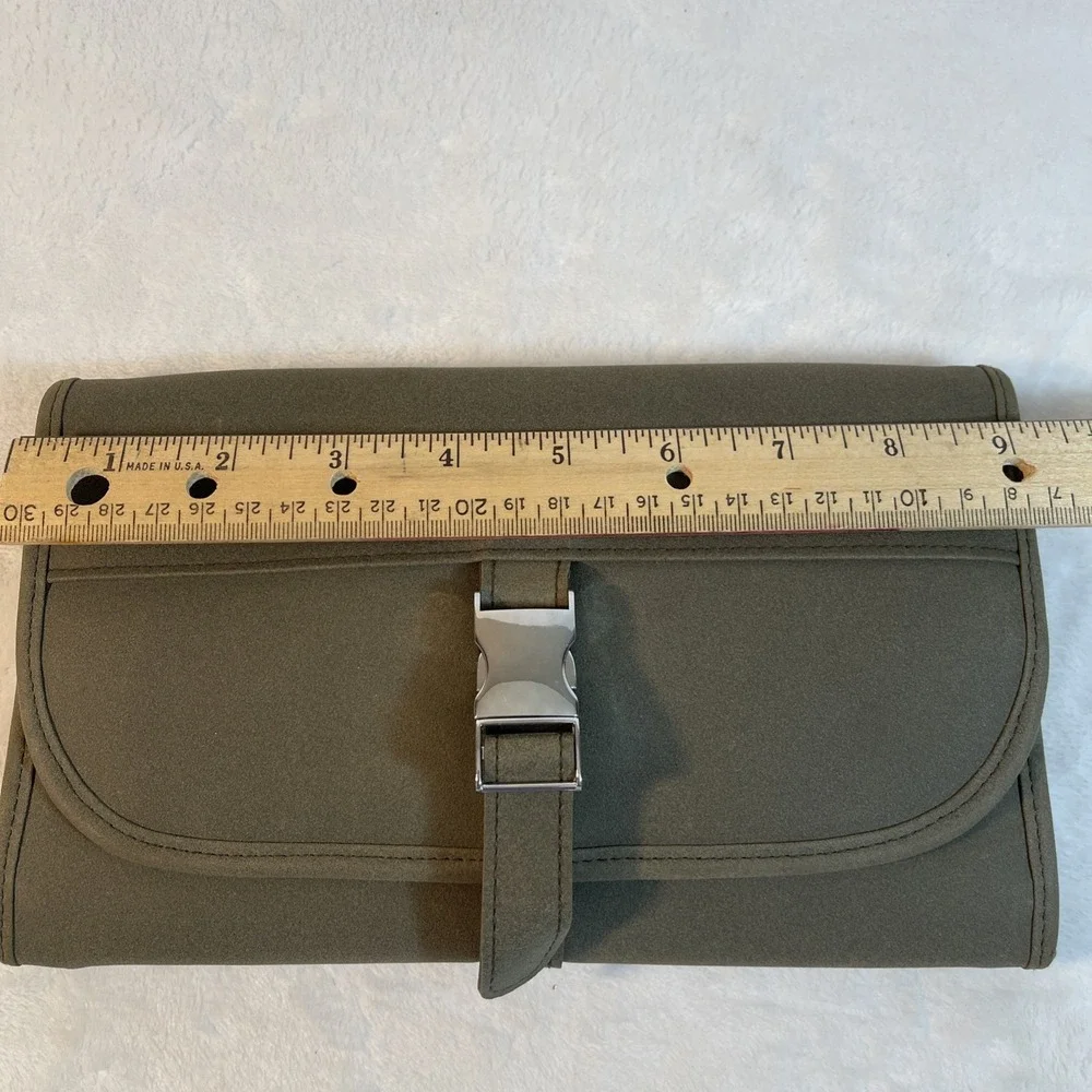 Olive‎ Green Suede Travel Hanging Toiletry Makeup Jewelry Organizer Adjustable